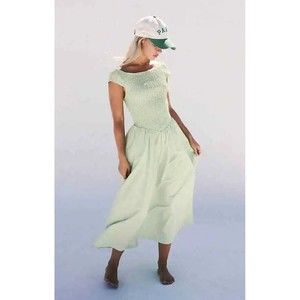 NWT Free People Women Ceci Smock Preppy Midi Mint Green City Dress Free-est Sz S